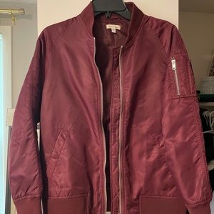 Silence + Noise Maroon Bomber jacket